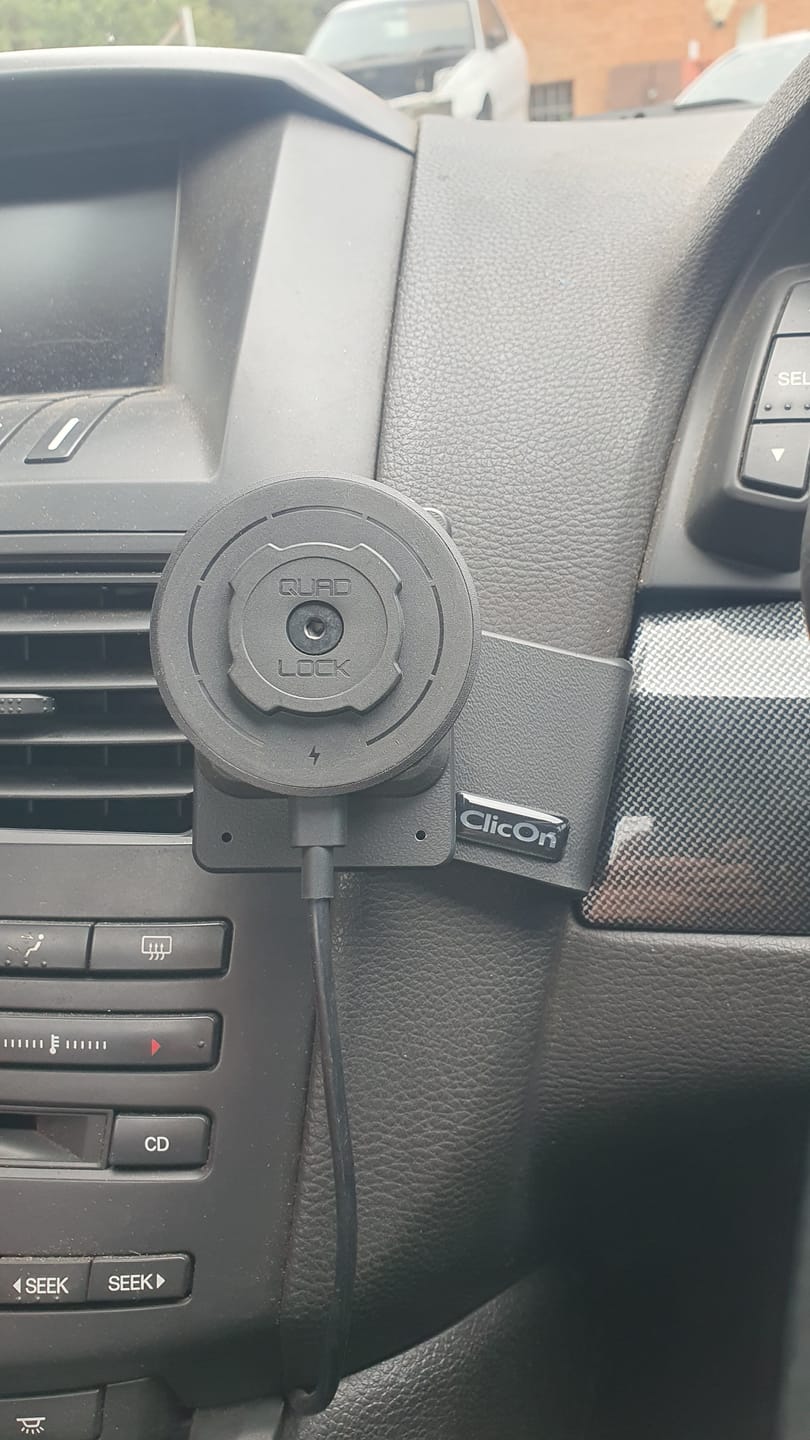 Customer photo review of ClicOn No Holes Centre Dash Mount for Ford Falcon FG (08-18)