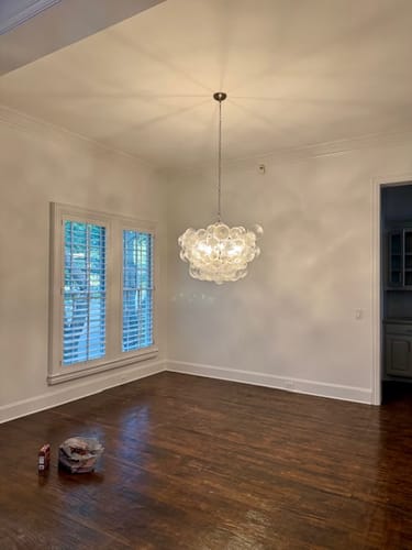 Customer photo review of Brass Cluster Ribbed Glass Globe Bubble Chandelier