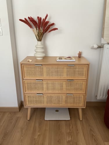 Customer photo review of MANILLA - Commode 3 tiroirs en bois et rotin naturel