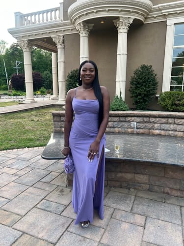 Customer photo review of Mesh Draped Overlay Maxi Dress