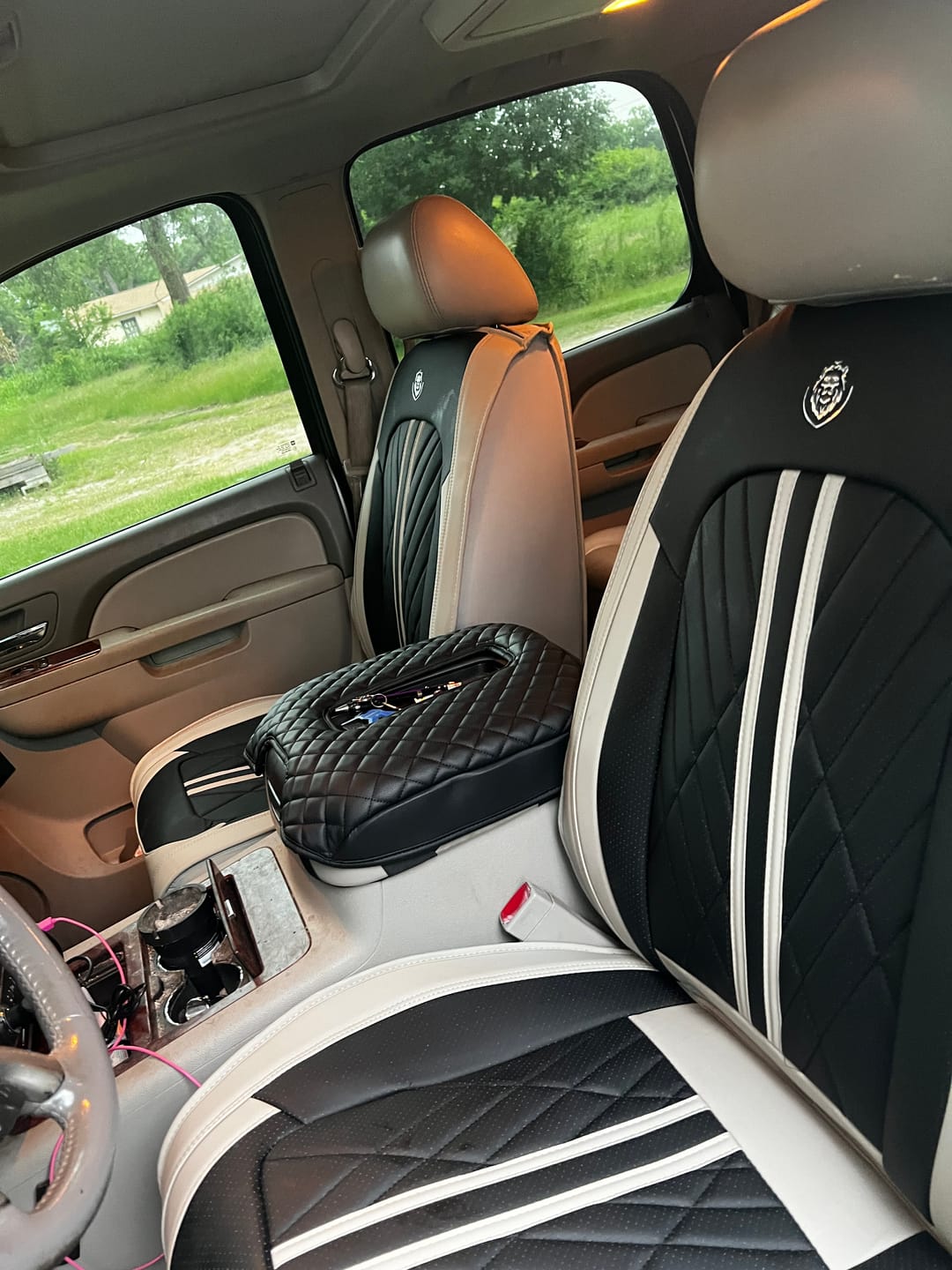 Customer photo review of Grey & Black Seat Cover