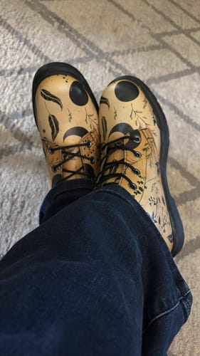 Customer photo review of Velum Moonlit Botanica Boots - Vegan Leather Doc-Style Boots with Durable Stitched on Soles