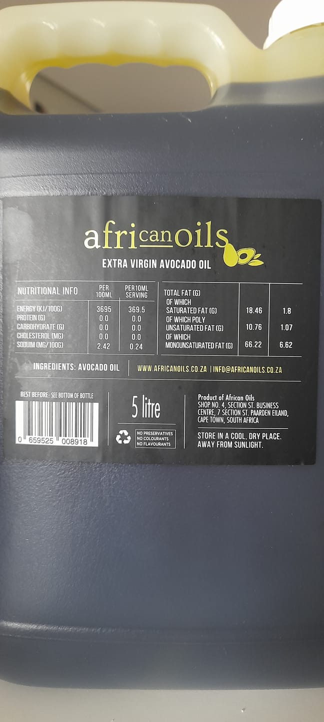 Customer photo review of 5L Extra Virgin Cold Pressed Avocado Oil