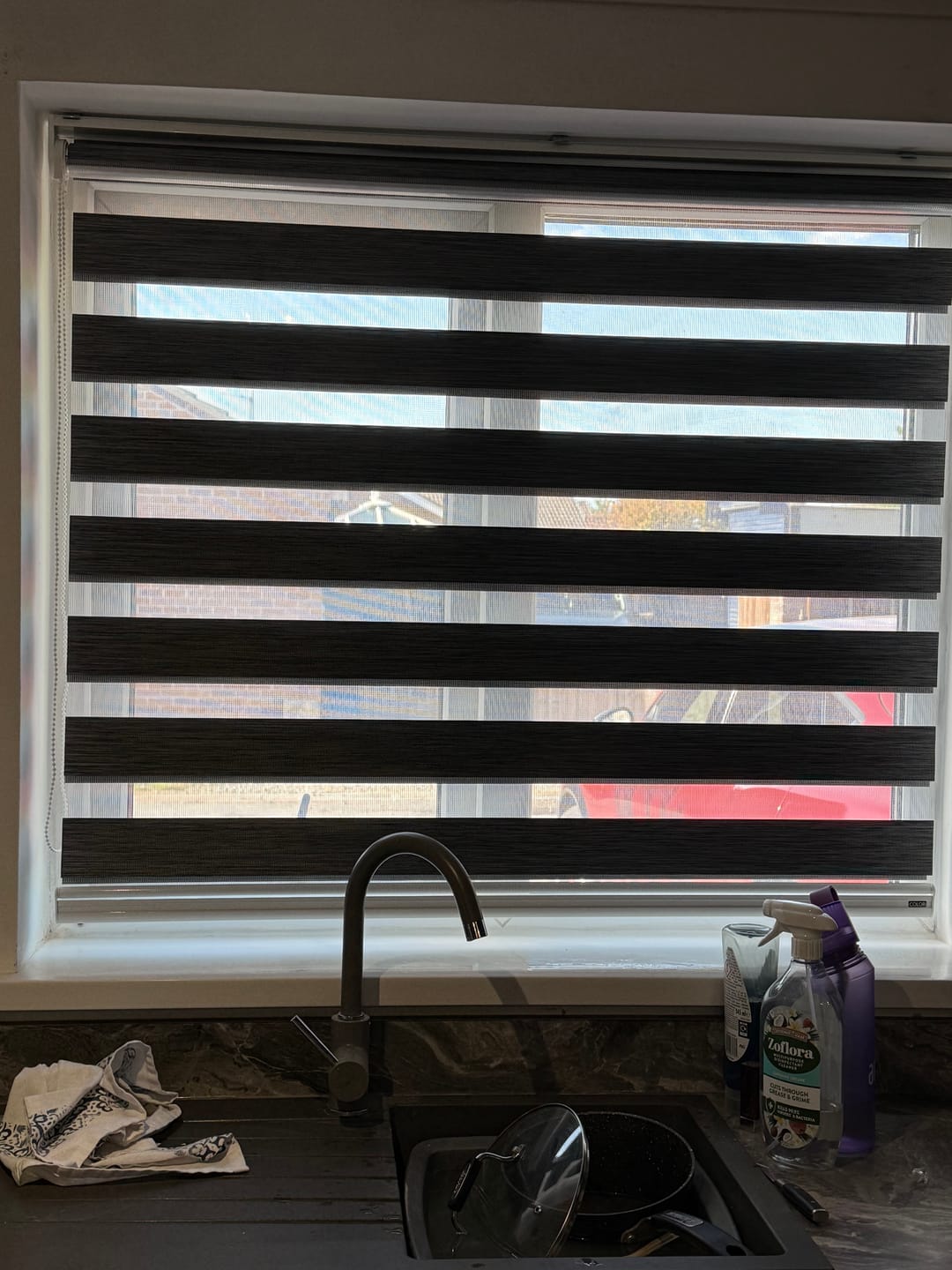 Customer photo review of Allure Steeple Gray Day & Night Blinds