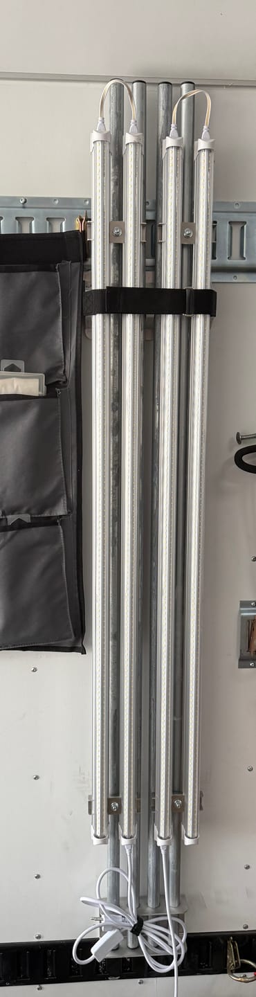 Customer photo review of Pit Light Storage Rack - 5 Foot Models