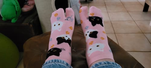 Customer photo review of Chaussettes Tabi Chats