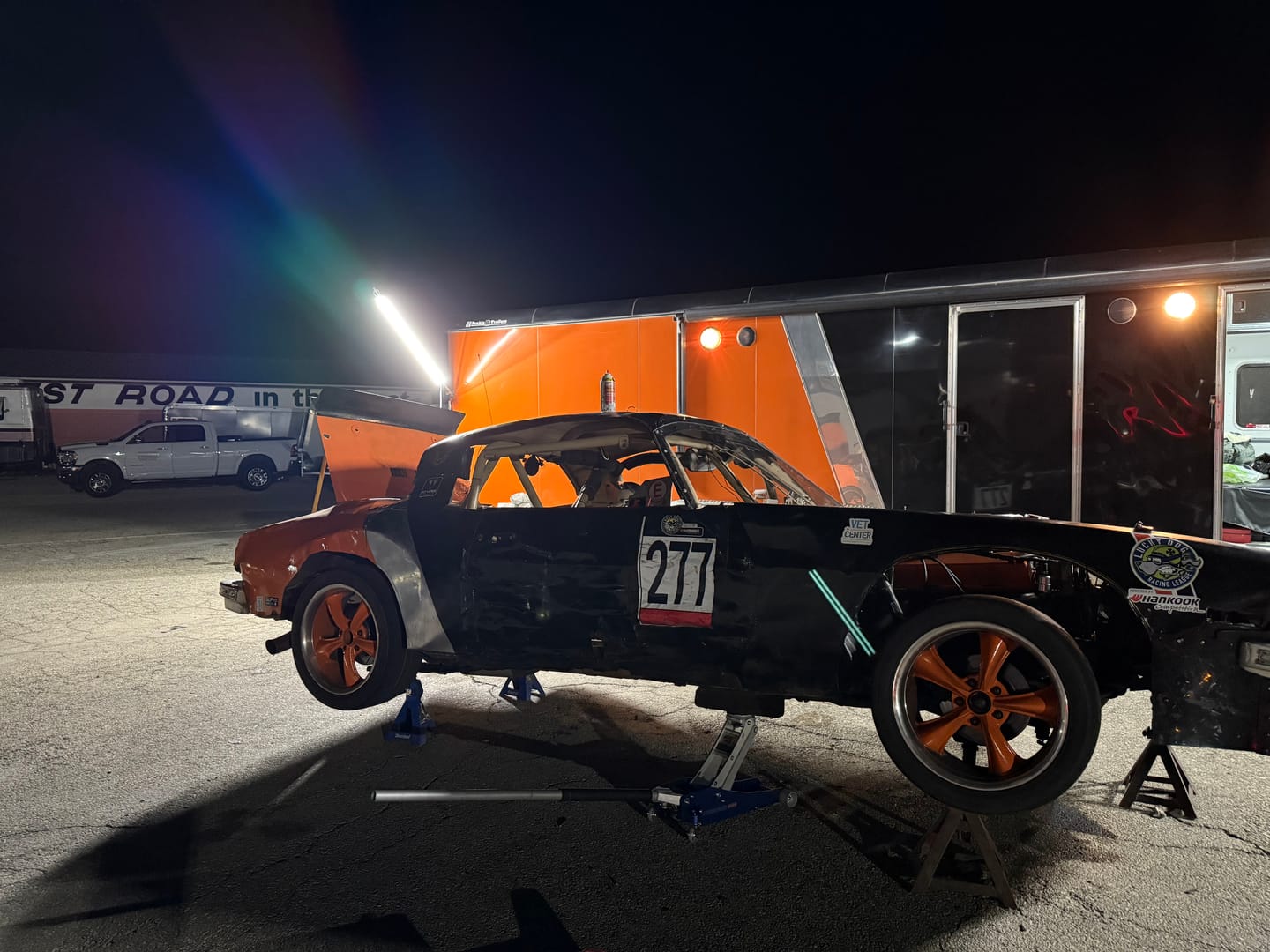 Customer photo review of Racing Trailer Pit Light – Dual 5 Foot Pole 20,000 Lumens