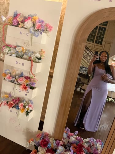 Customer photo review of Mesh Draped Overlay Maxi Dress