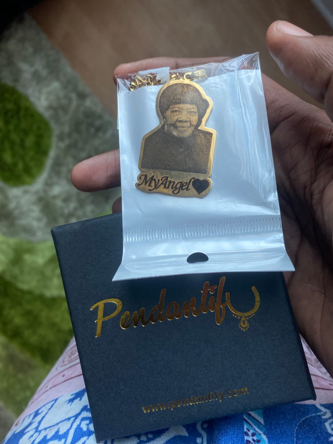 Customer photo review of Custom Photo Engraved Pet Necklace