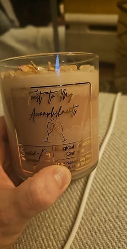 Customer photo review of Exclusive Toast To My Accomplishments Celebration Manifestation Candle