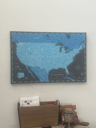 Customer photo review of Pinnable USA Journey Map • Modern Blue / Black