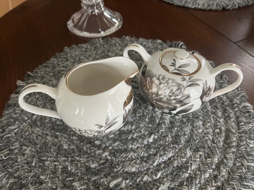 Customer photo review of Black Gold Peony Fine Porcelain Sugar & Creamer Set