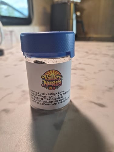 Customer photo review of Baby Vally Nuggs THC-A Purple Kush Indica Exotic Flower 7g