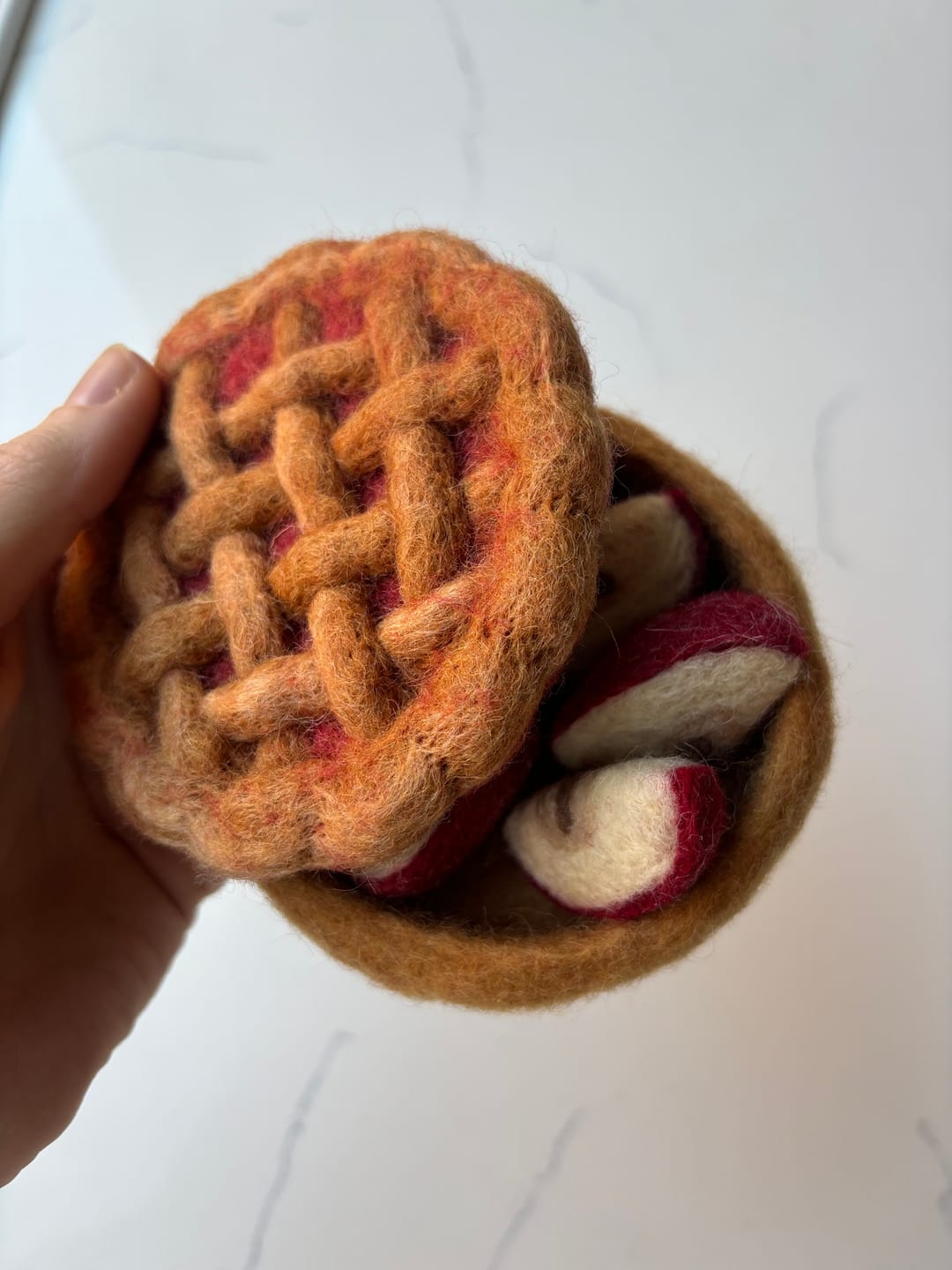 Customer photo review of Felt Apple Pie Play Food Set