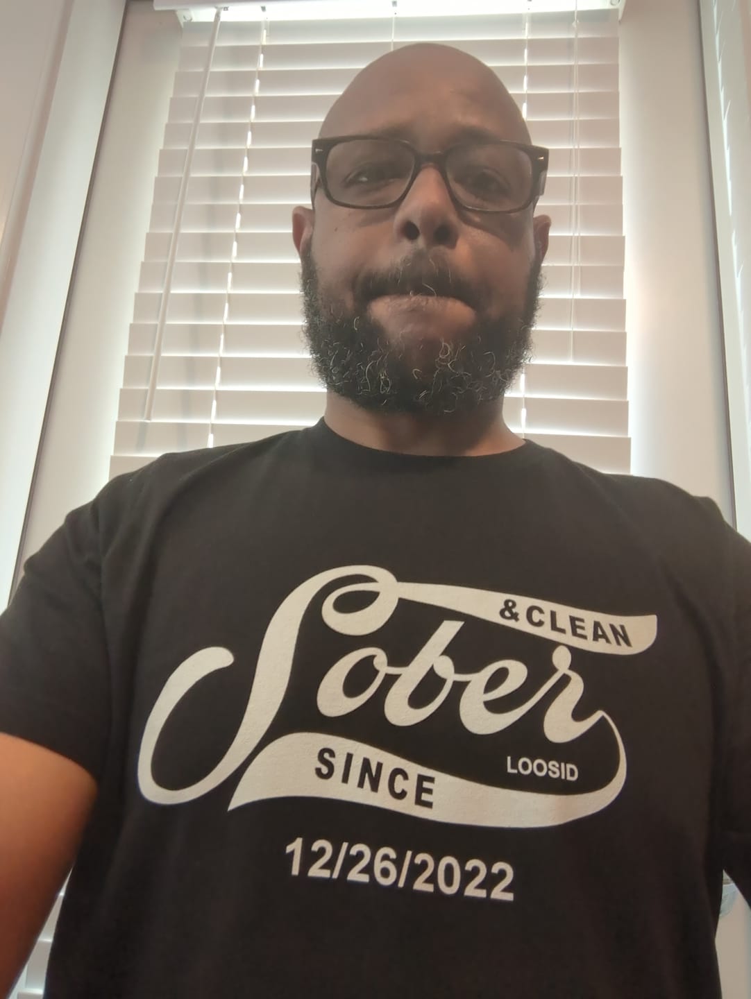 Customer photo review of Men's Sober Since T-Shirt w/ Personalized Sobriety Date
