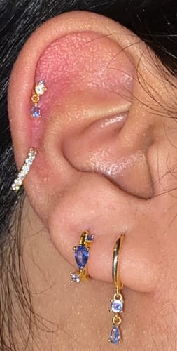 Customer photo review of Adelaine drop huggies Gold/Blue