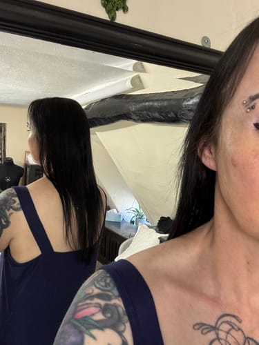 Customer photo review of Remy Human Hair Invisible Wire Extension - Dark Brown