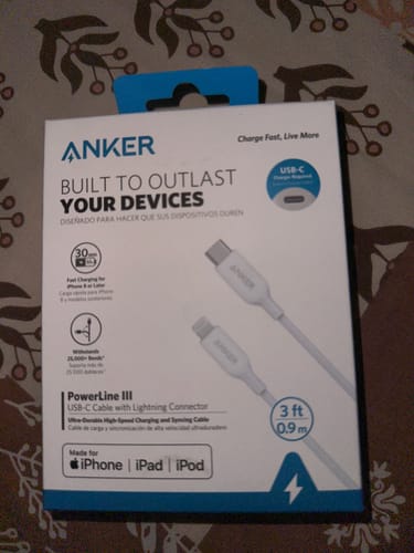 Customer photo review of Anker PowerLine III USB-C To Lightning White 3ft