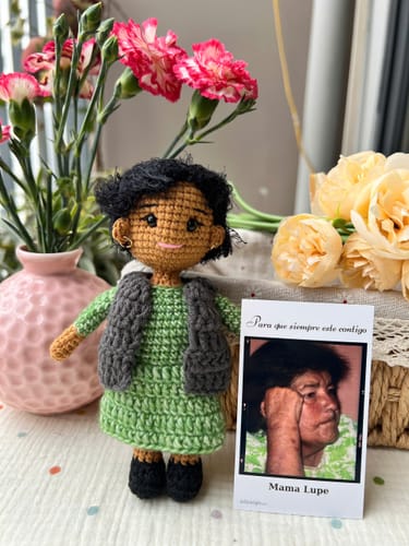 Customer photo review of Dolly® Personalized Crochet Doll with Photo Card