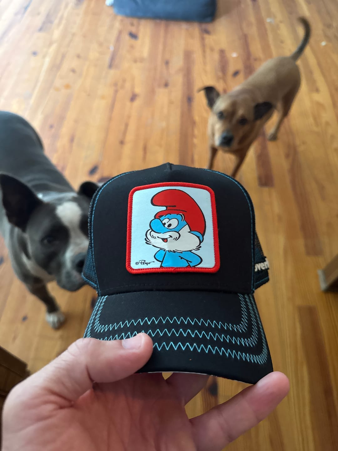Customer photo review of OVERLORD X Smurfs: Papa Smurf Trucker Cap