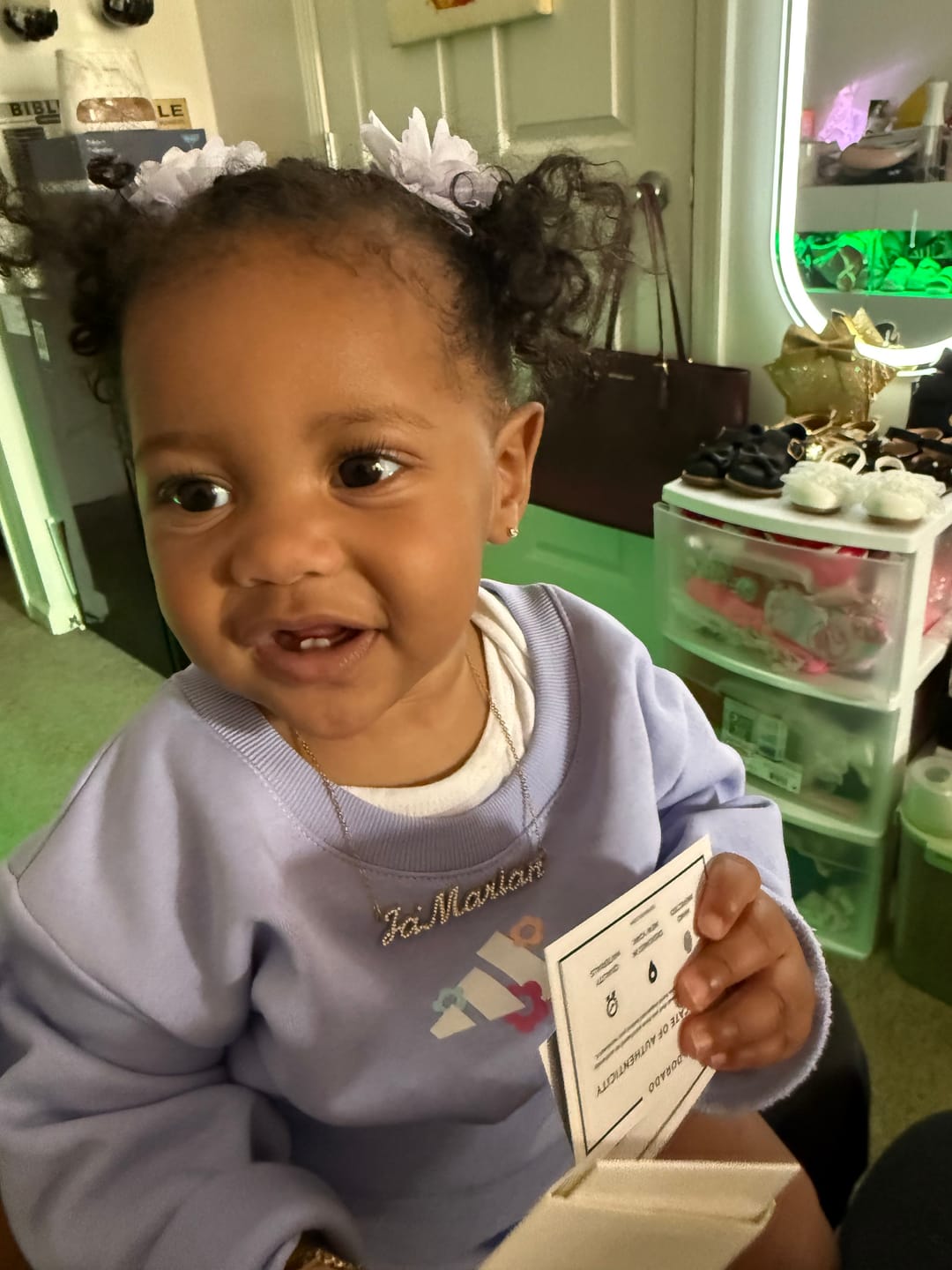 Customer photo review of Kids Iced Name Necklace