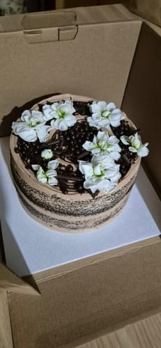 Customer photo review of double chocolate cake