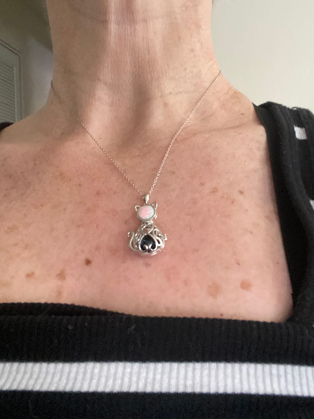 Customer photo review of Opal Cat Pendant with 10mm Ash Marble