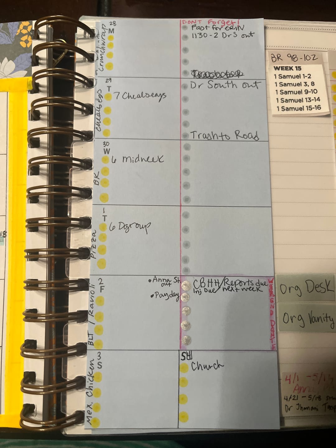 Customer photo review of Weekly Sticky Notes