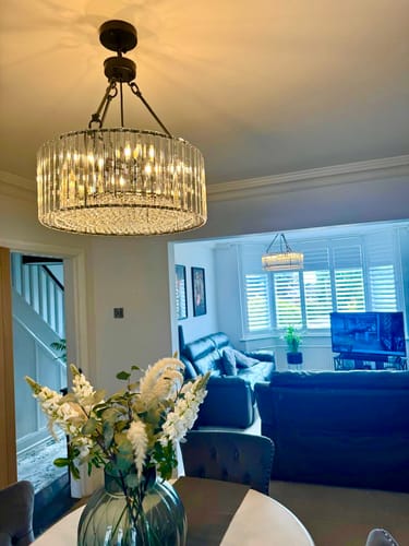 Customer photo review of Black Crystal Chandelier with Adjustable Chain