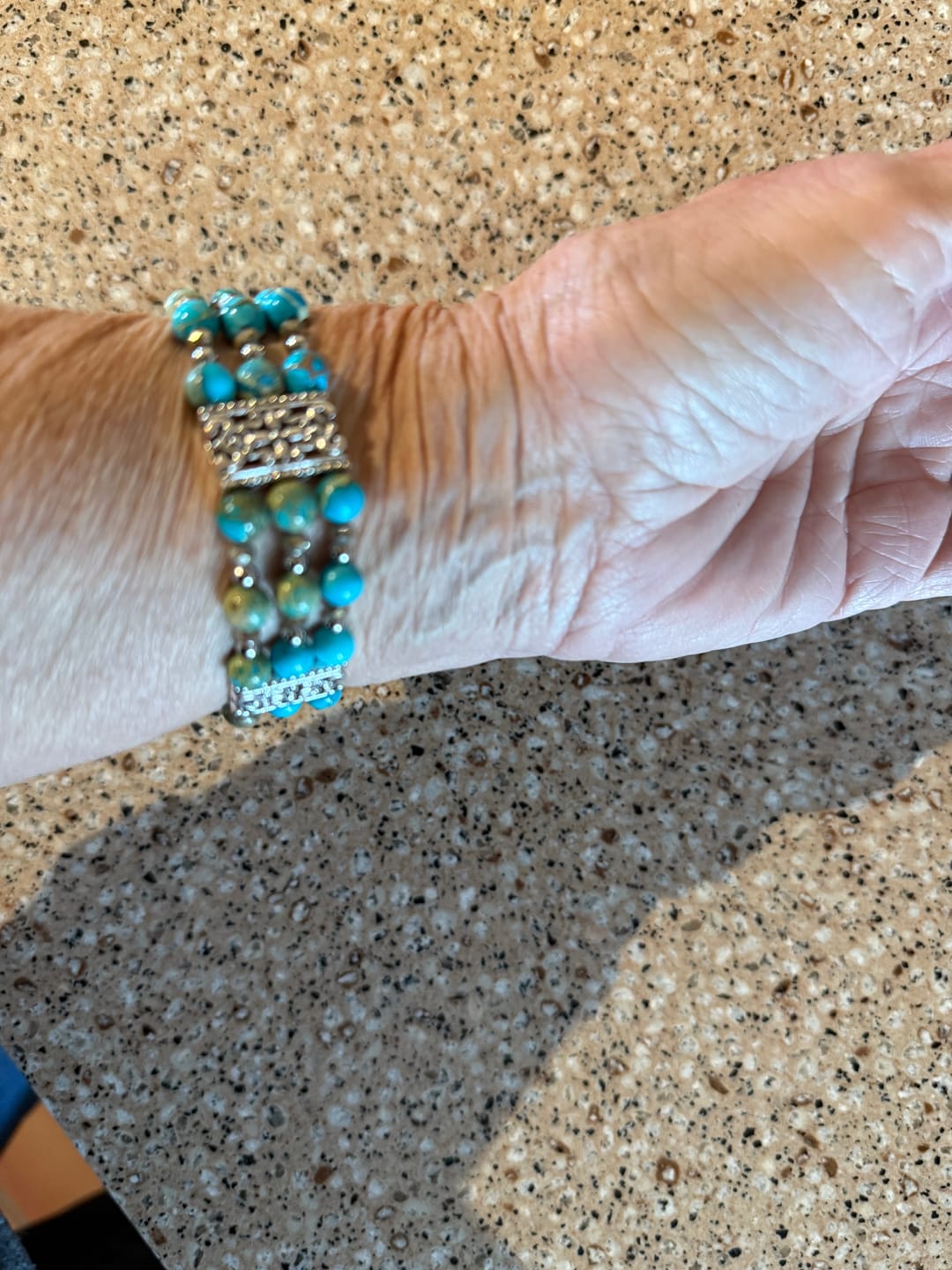 Customer photo review of Ruby Essence Agate Stretch Apple Watch Strap