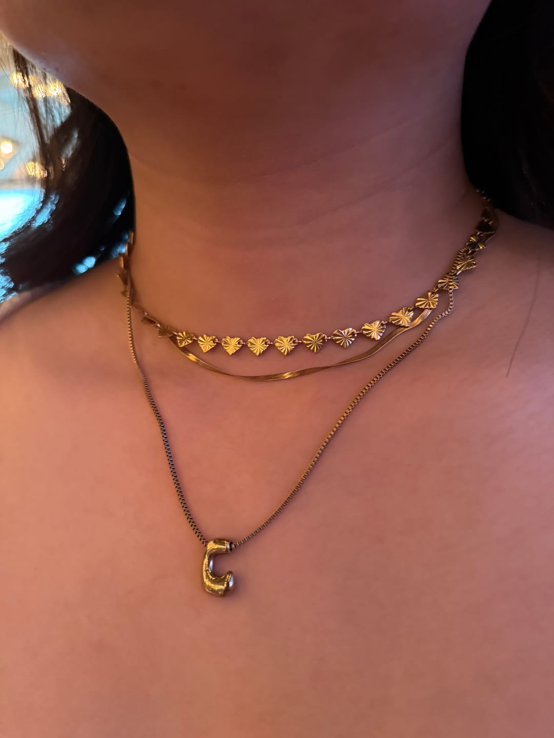 Customer photo review of Bubble Letter Necklace