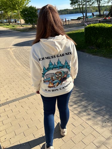 Customer photo review of Ich muss gar nix - Faultiermädchen | Premium Hoodie unisex -  Rückendruck