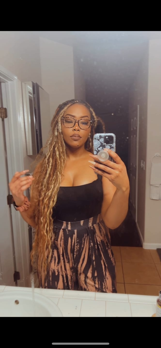 Customer photo review of Pre-looped Light Auburn Crochet Boho Locs with Human Hair Curls