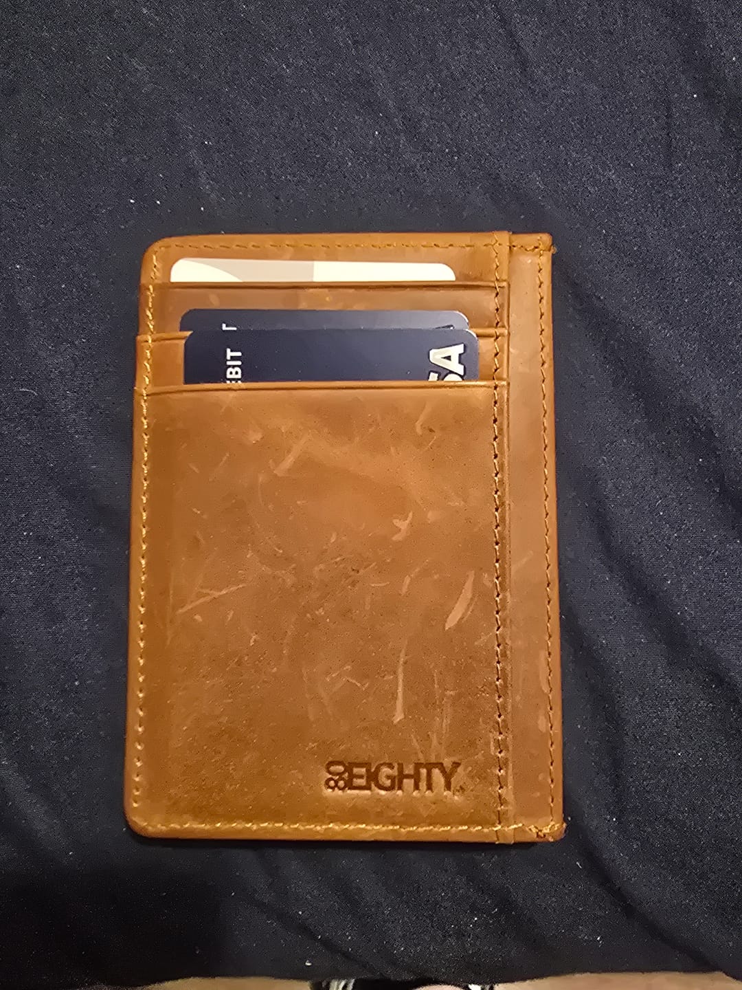 Customer photo review of 80Eighty® Cognac Leather Wallet