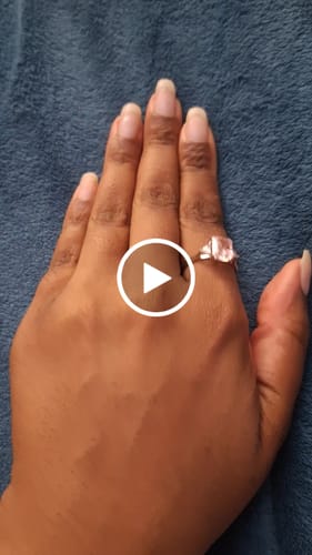 Customer video review of Louily Lovely Radiant Cut Three Stone Pink Stone Engagement Ring