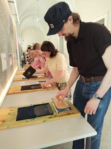 Customer photo review of Indigo Denim Railroad Engineer Cap