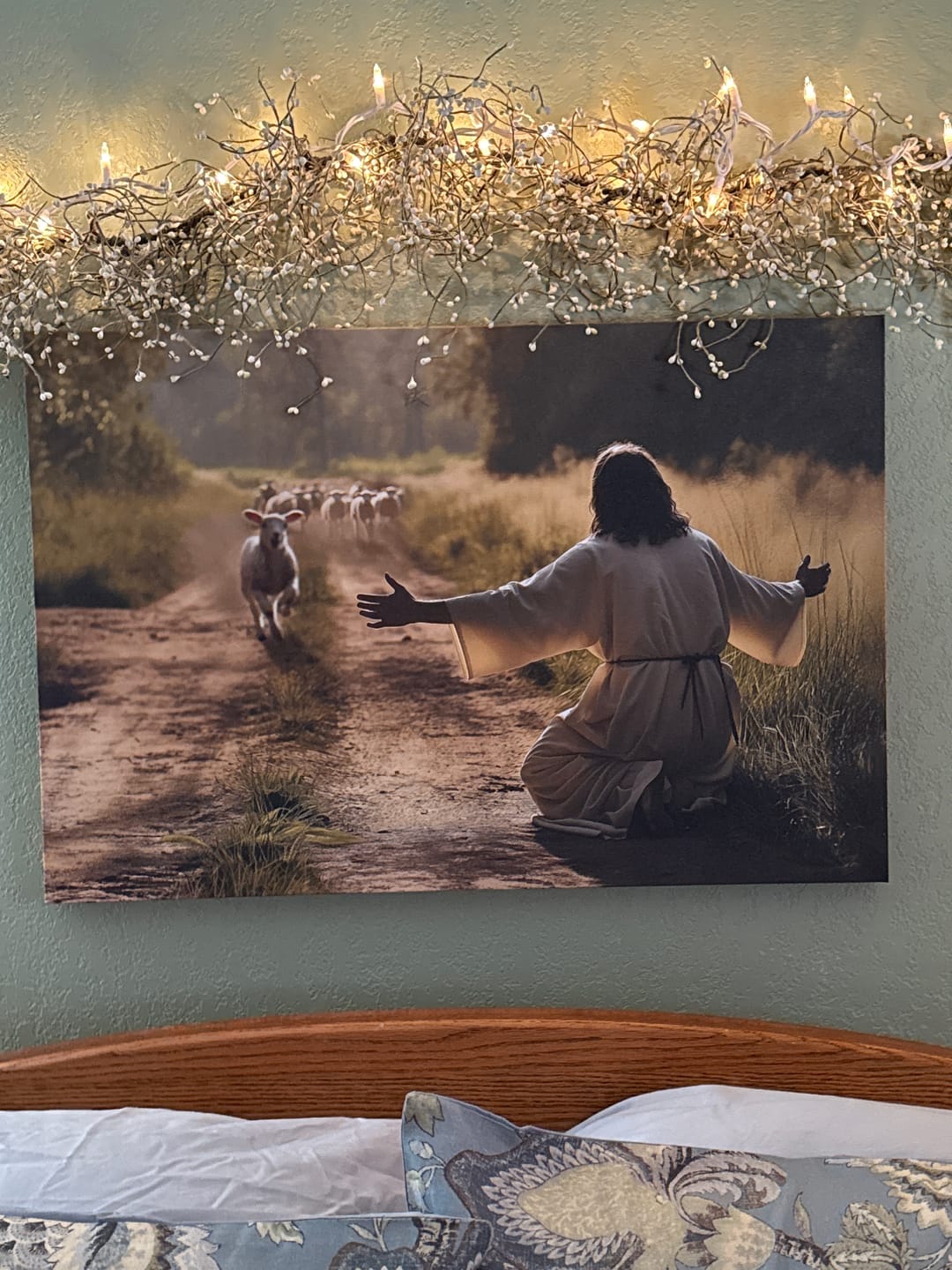 Customer photo review of Lamb Runs to Jesus Wall Art Canvas