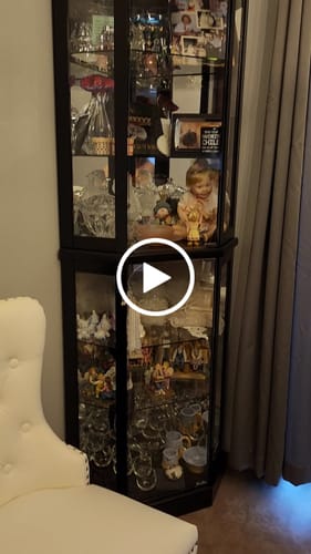 Customer video review of 72" Tall Glass Doors Lighted Corner Curio Cabinet