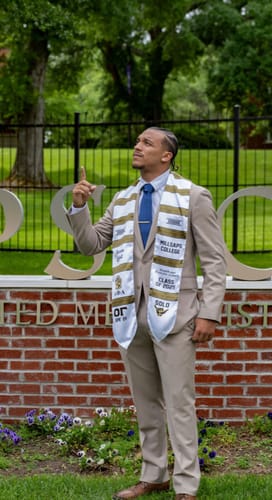 Customer photo review of Personalized Alpha Phi Alpha Kente White Graduation Stole School And Org Style
