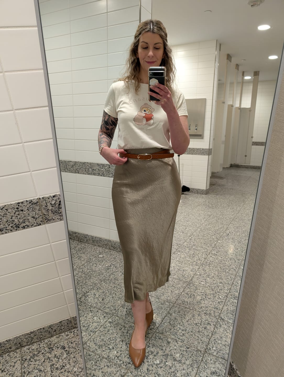 Customer photo review of Aika - Tan Braided Embossed Leather Belt with Oval Buckle - Made in Canada
