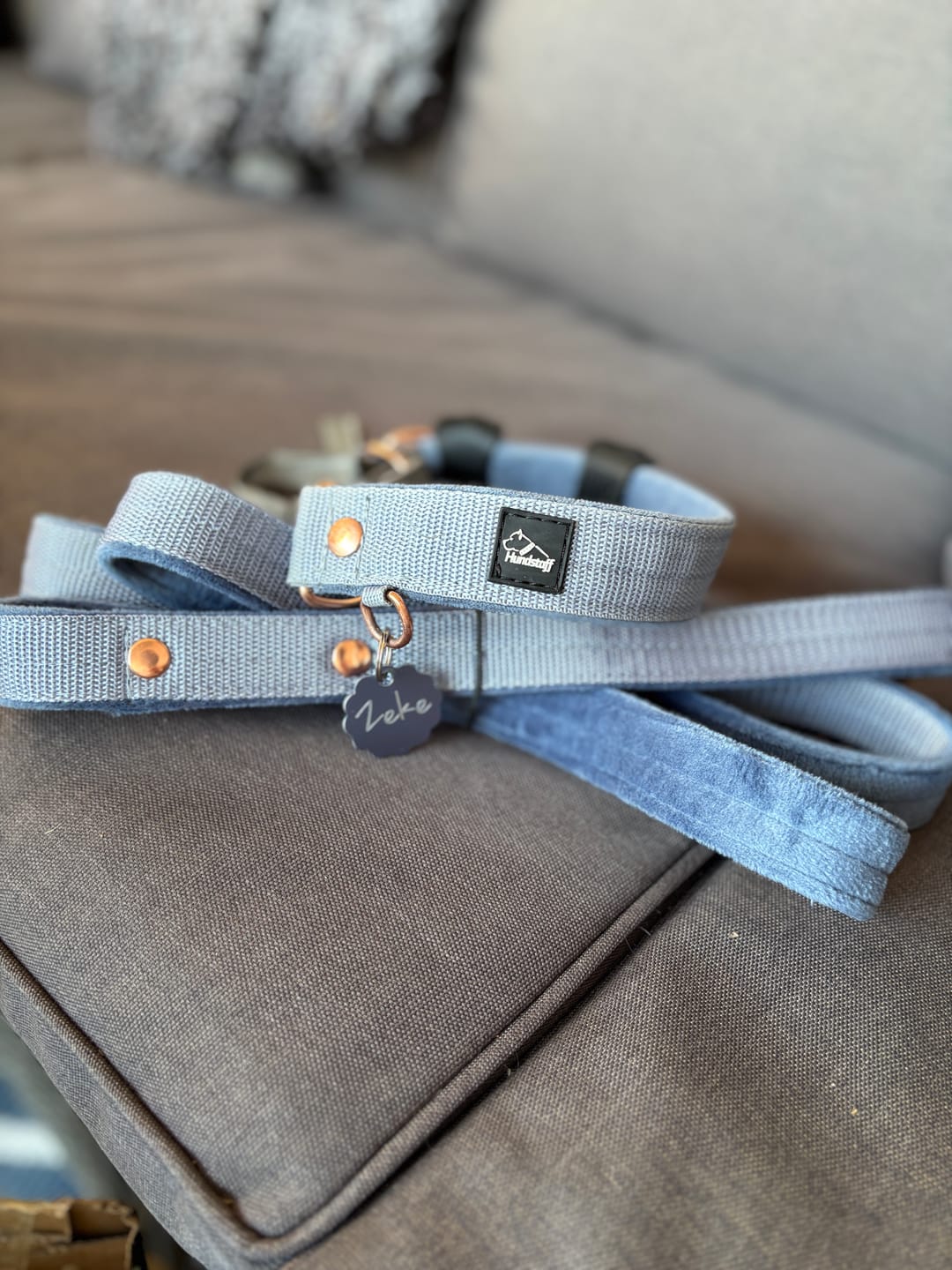 Customer photo review of Walk Leash Rose Edition Pastel Blue - Säkert nylonkoppel i olika längder