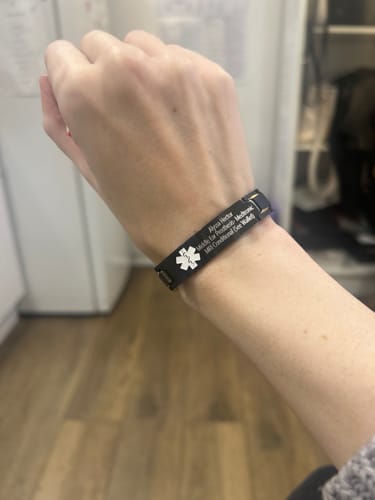 Customer photo review of Custom Medical Alert ID Emergency Bracelet