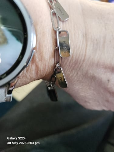 Customer photo review of Personalized Chain Link Bracelet with Custom Name Charms