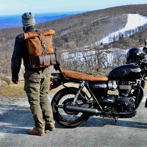 Customer photo review of Universal Rolltop Backpack Saddlebag - URB01
