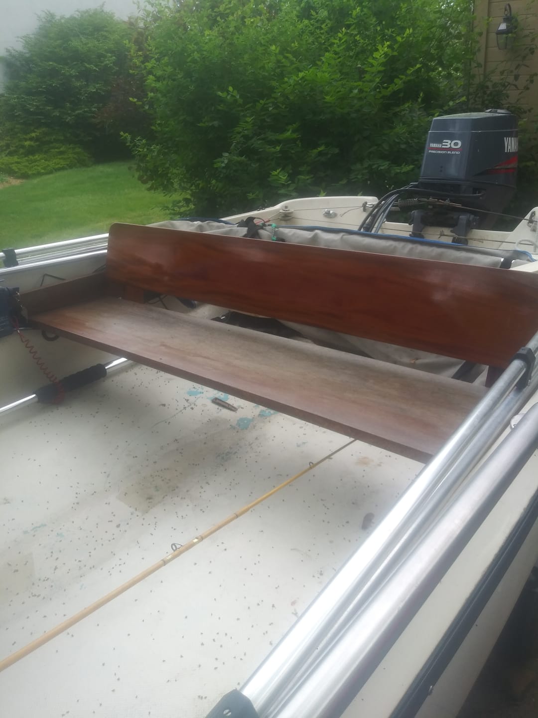 Customer photo review of Boston Whaler Mahogany Backrest With L-Brackets, Fits Classic 13' &15'