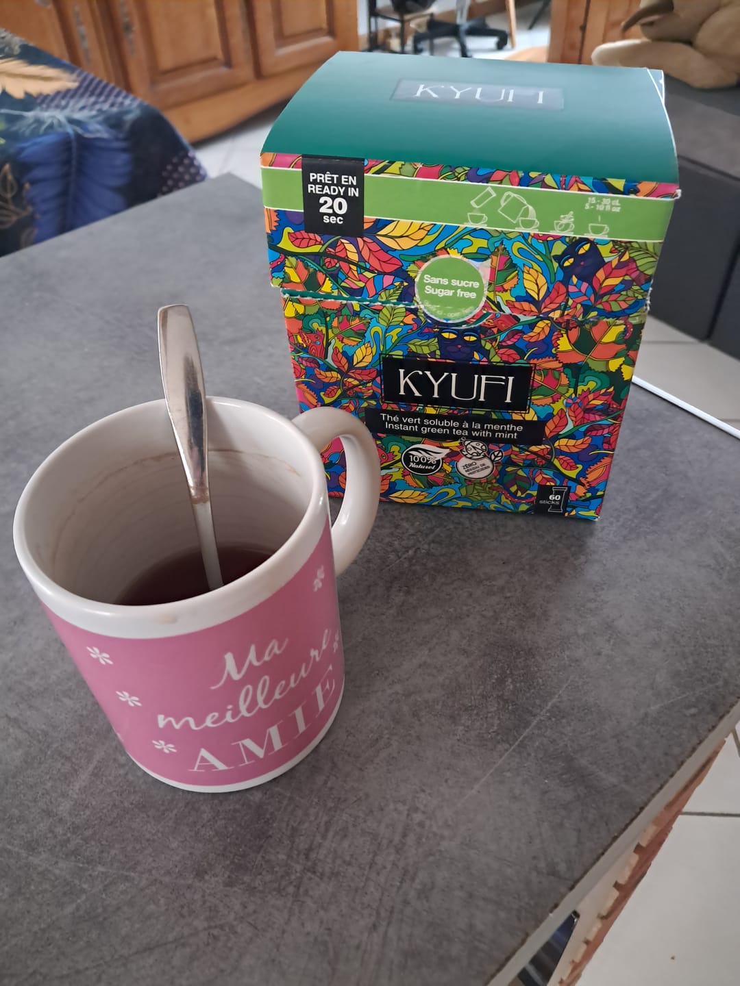 Customer photo review of Thé Vert Instantané À La Menthe - Sans Sucre