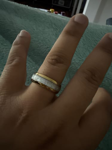 Customer photo review of The Sacred - Gold 8mm Meteorite Tungsten Ring