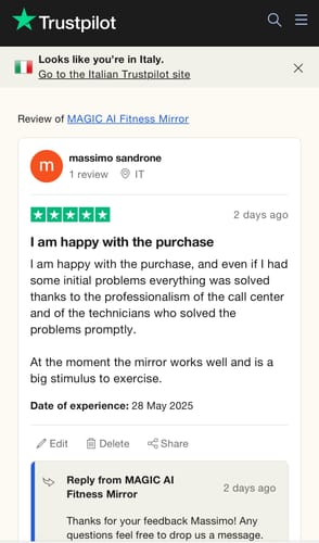 Customer photo review of MAGIC AI: Fitness Smart Mirror