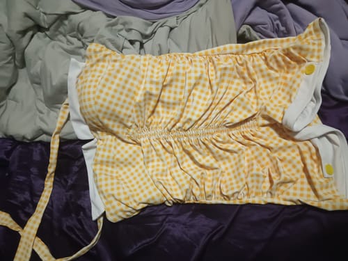 Customer photo review of Gingham 1950s Halter Bowknot One-piece Swimsuit