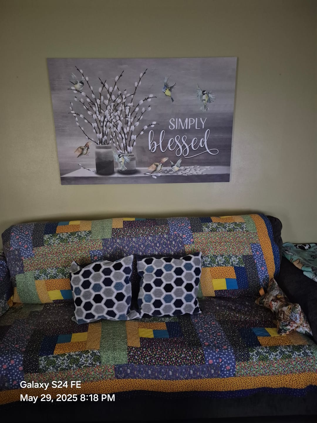 Customer photo review of Simply Blessed Wall Art Canvas - Christian Wall Art